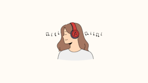 音楽を聴く女性